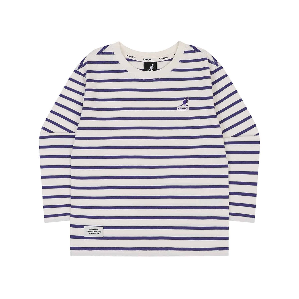 캉골키즈(KANGOL KIDS) 클럽 로고 롱 슬리브 스트라이프 티셔츠 RC 0002 퍼플