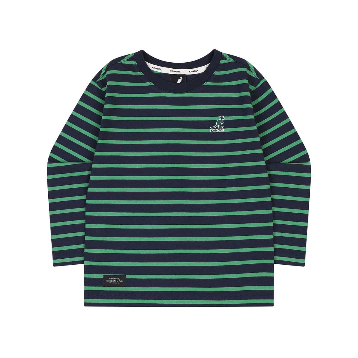캉골키즈(KANGOL KIDS) 클럽 로고 롱 슬리브 스트라이프 티셔츠 RC 0002 그린