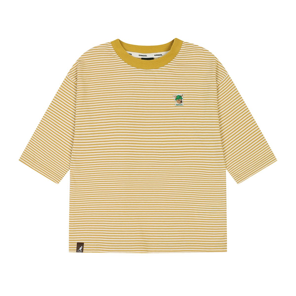 캉골키즈(KANGOL KIDS) 루 심볼 3/4 슬리브 스트라이프 티셔츠 RC 0003 옐로우