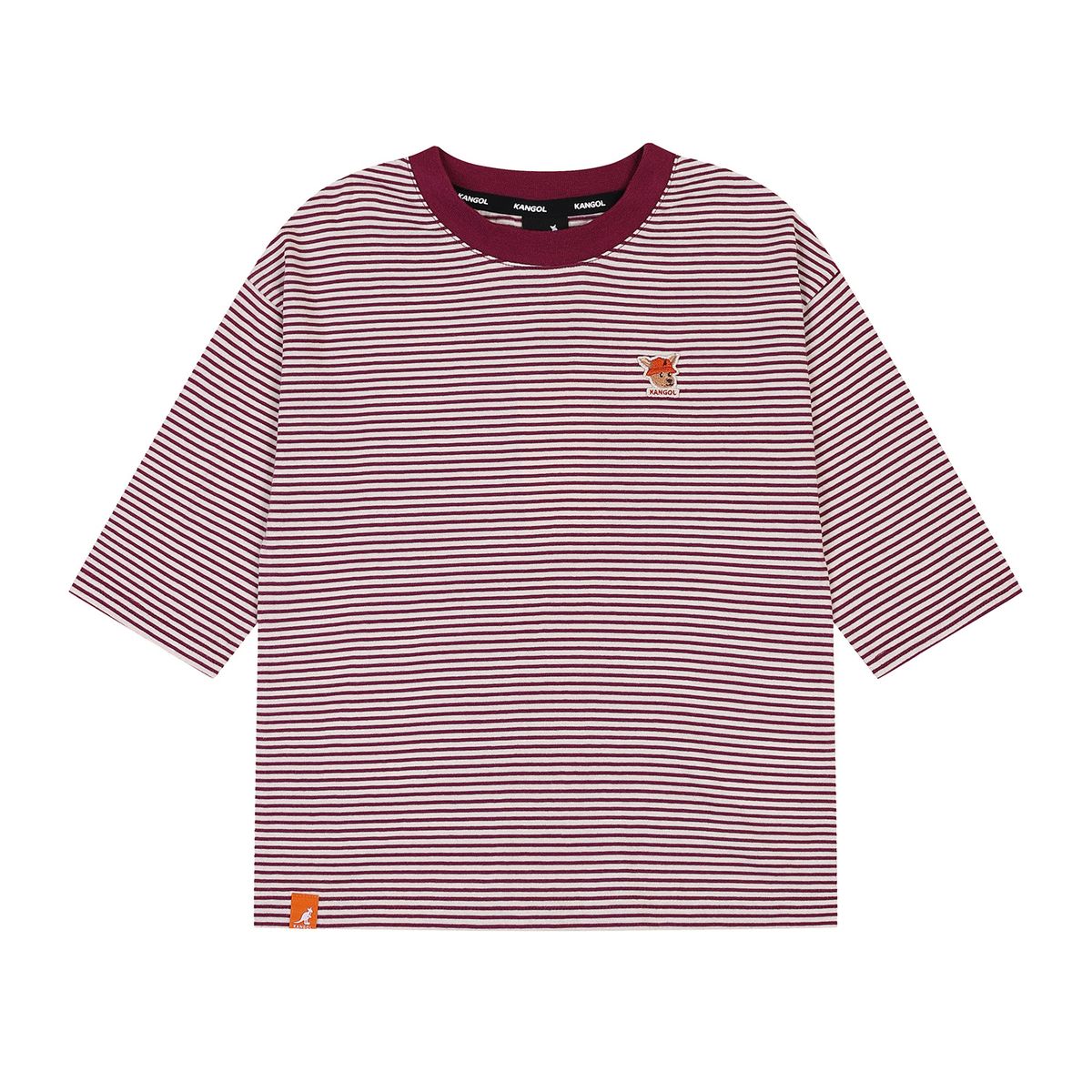 캉골키즈(KANGOL KIDS) 루 심볼 3/4 슬리브 스트라이프 티셔츠 RC 0003 버건디