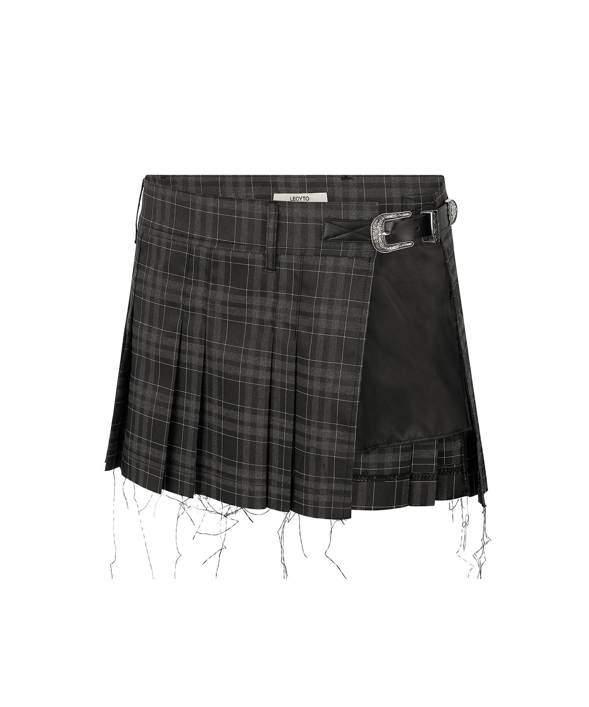레씨토(LECYTO) Layered Short Check Skirt_[Charcoal]