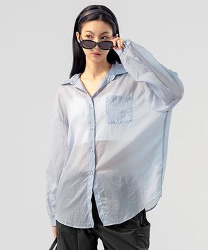 라이트 시스루 루즈핏 셔츠 블루다이브 XFK2HC1101