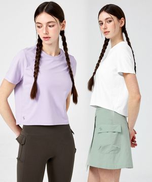 [2PACK] 아이스페더 라이트 2.0 크롭 숏슬리브 XFK1TS1002