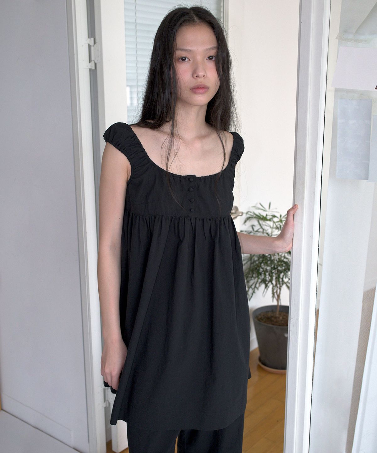 오버듀플레어(OVERDUEFLAIR) COTTON BABY DOLL DRESS_BLACK