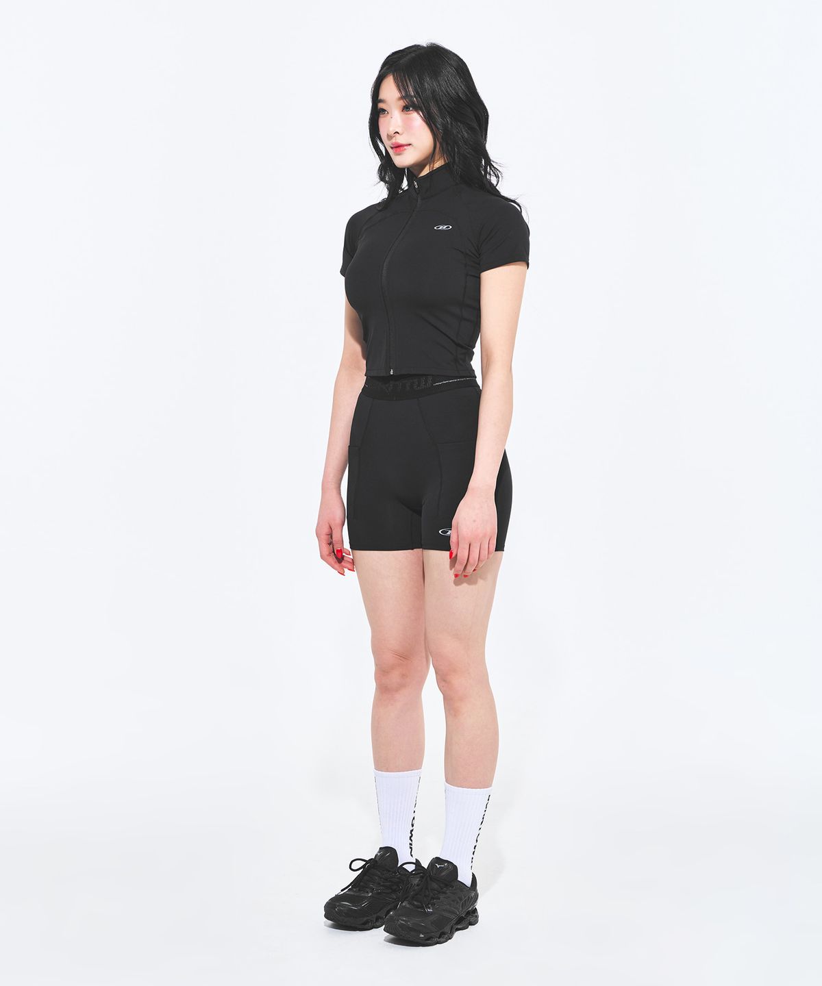 본투윈(BORN TO WIN) REFLECTIVE OUT BAND POCKET 3.5 BIKER SHORTS [BLACK]