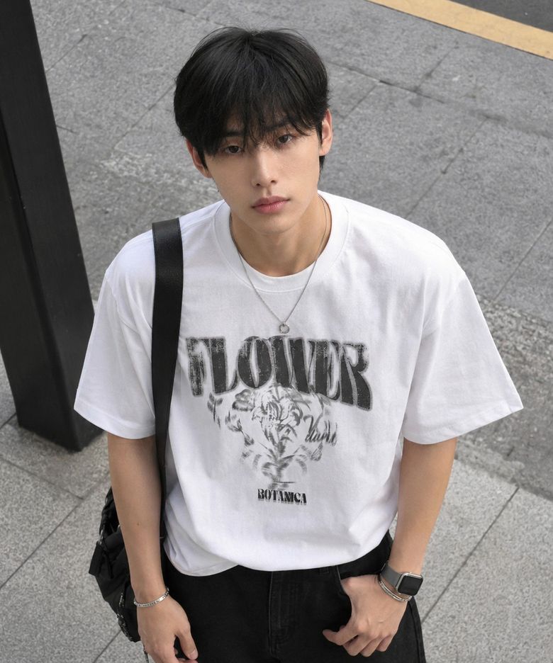 스머징 플라워 크루넥 반팔 티셔츠 [WHITE]