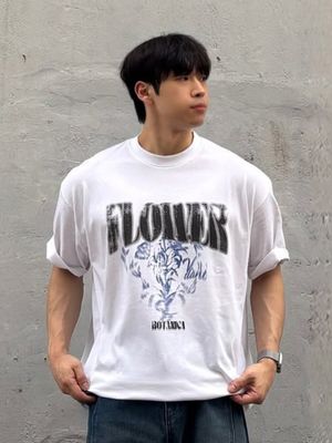 스머징 플라워 크루넥 반팔 티셔츠 [BLUE]