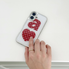 [아이폰17] 레드 도티 러브 화이트 실버 에폭시 케이스