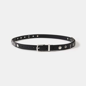 NEW EYELET LEATHER BELT (BLACK)