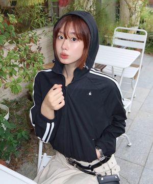 여성 선데이 후드 홑겹 자켓 - 블랙(QQ322LJK83)