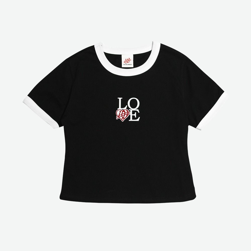 MUSINSA公式 | WEIRDWORLD LOVE クロップリンガーTシャツ ブラック