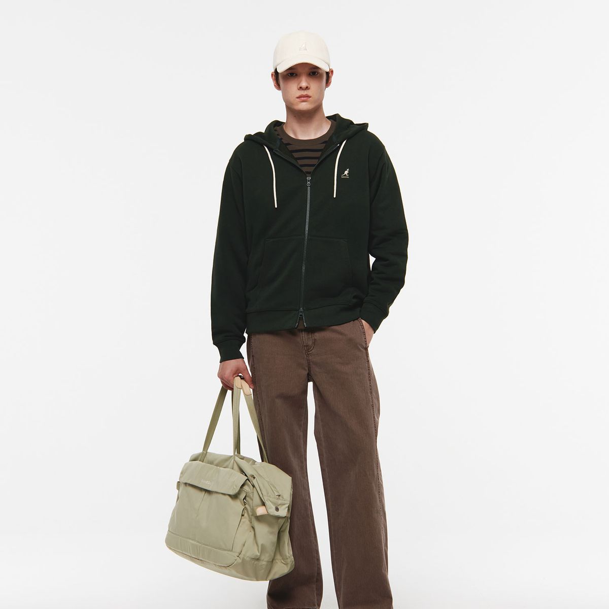 캉골(KANGOL) 이지 트래블 라지 보스턴 백 4000 라이트그린