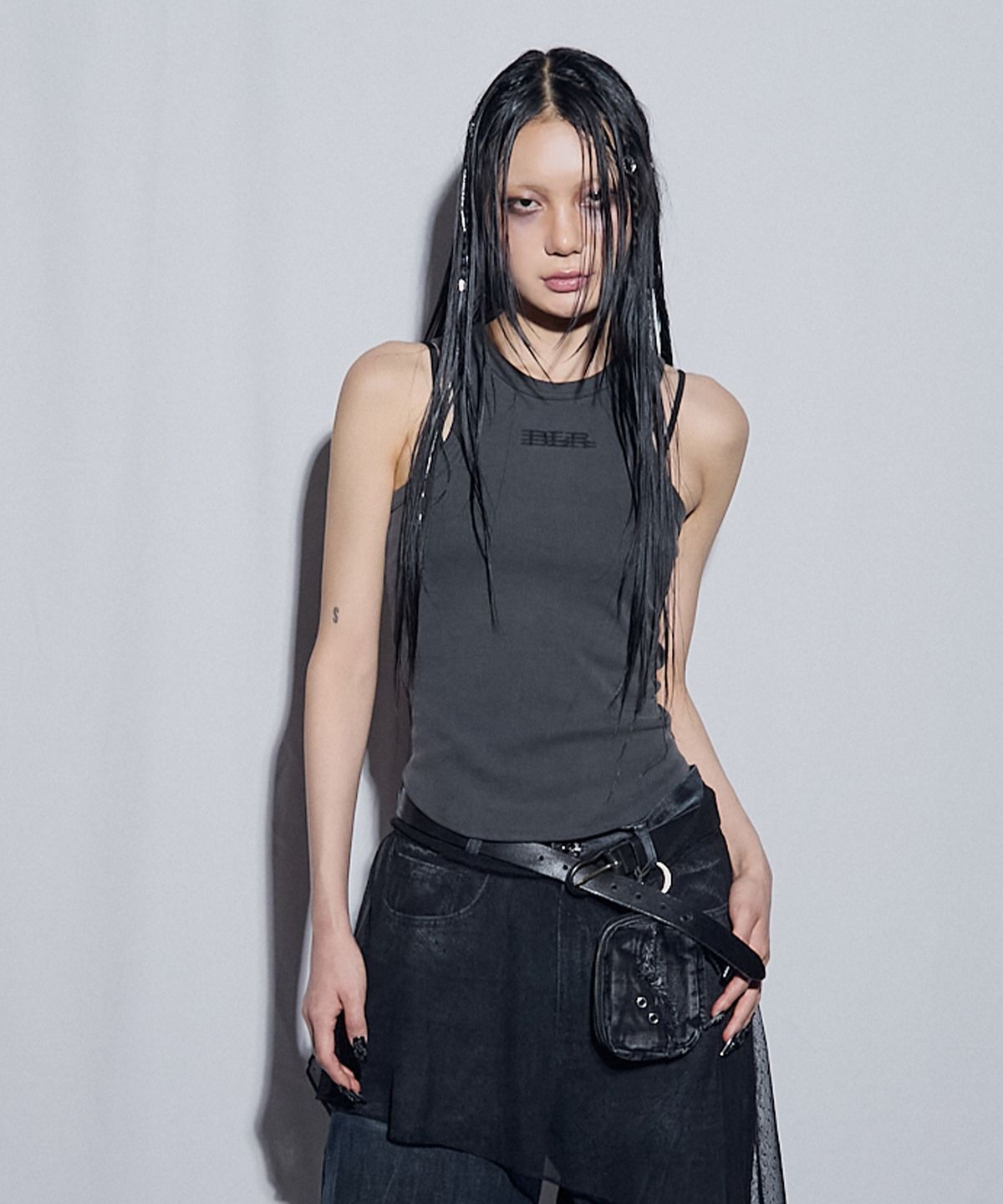 비엘알(BLR) Double BLR Logo Sleeveless Grey