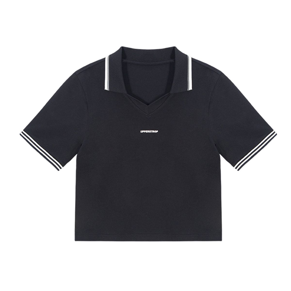 어퍼스트롭 골프(UPPERSTROP GOLF) [UWT25016-01] UPST GOLF 여성 오픈카라 티셔츠 블랙