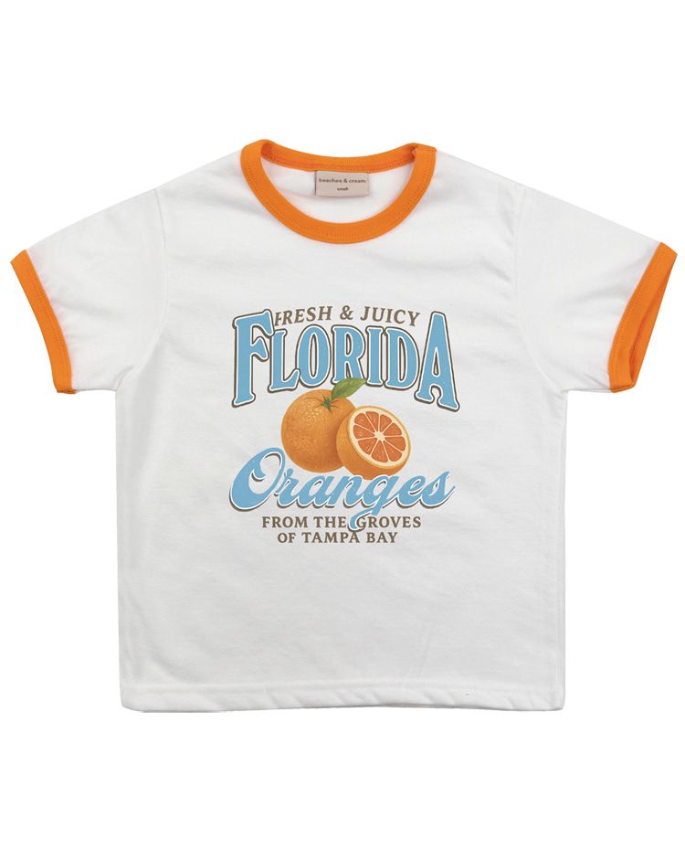 MUSINSA | BEACHESAND CREAM KIDS Orange Ringer T-shirt - Orange