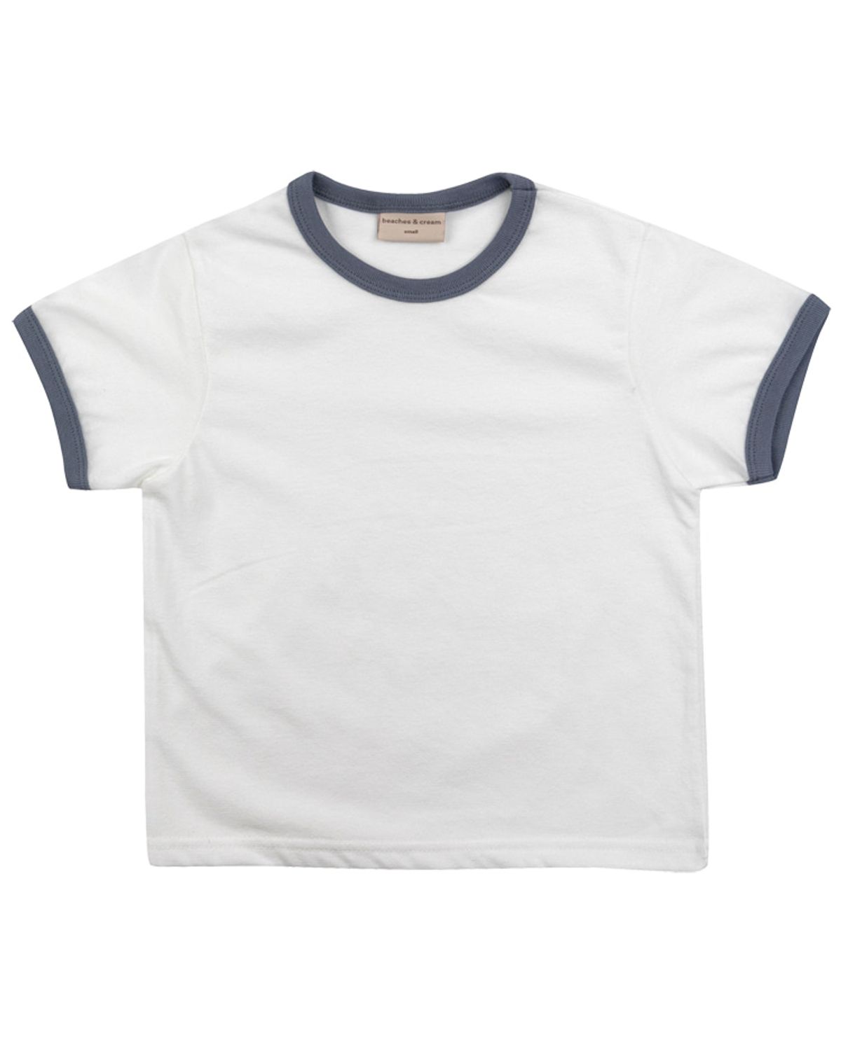 비치스앤 크림 키즈(BEACHESAND CREAM KIDS) 비치스 링거 티셔츠-그레이시 블루(Beaches Ringer T-shirt grayish blue)