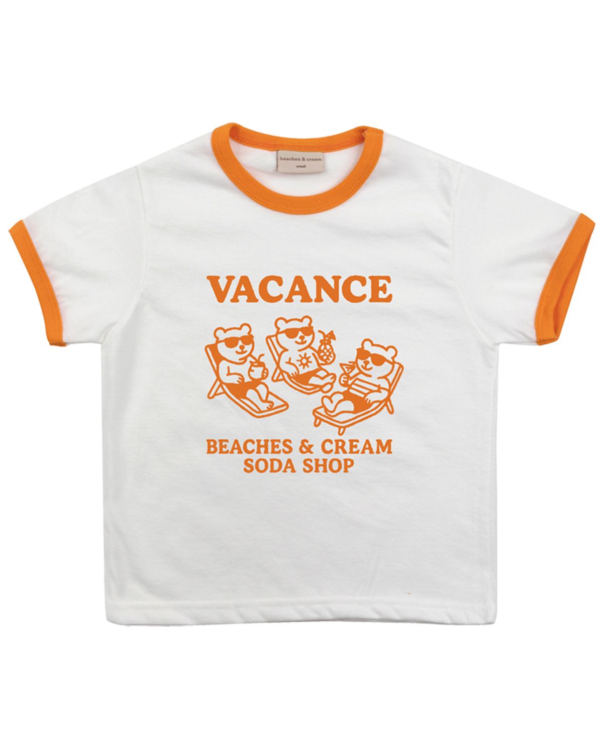 비치스앤 크림 키즈(BEACHESAND CREAM KIDS) 바캉스 링거 티셔츠-오렌지(Vacance Ringer T-shirt orange)