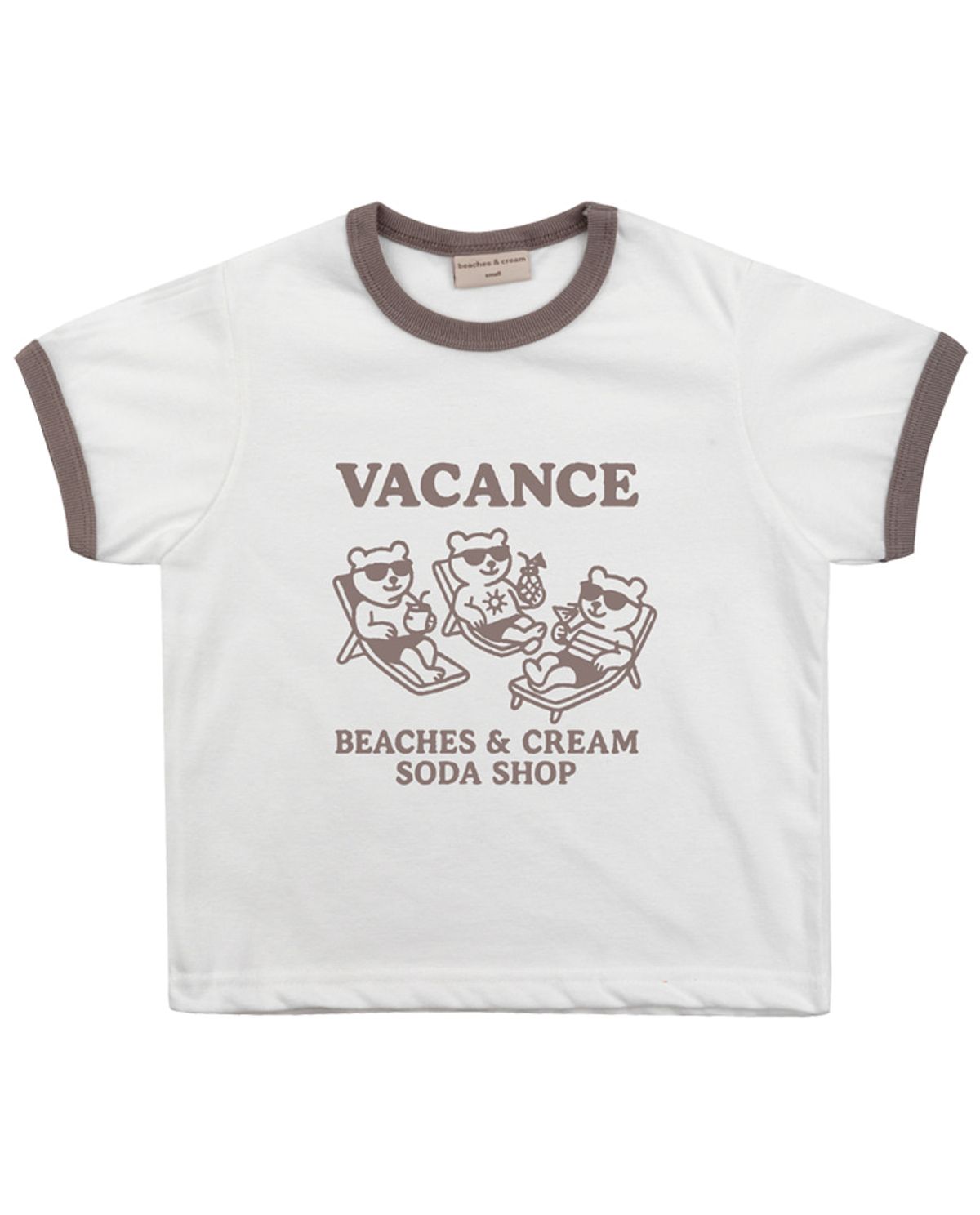 비치스앤 크림 키즈(BEACHESAND CREAM KIDS) 바캉스 링거 티셔츠-빈티지 브라운(Vacance Ringer T-shirt vintage brown)
