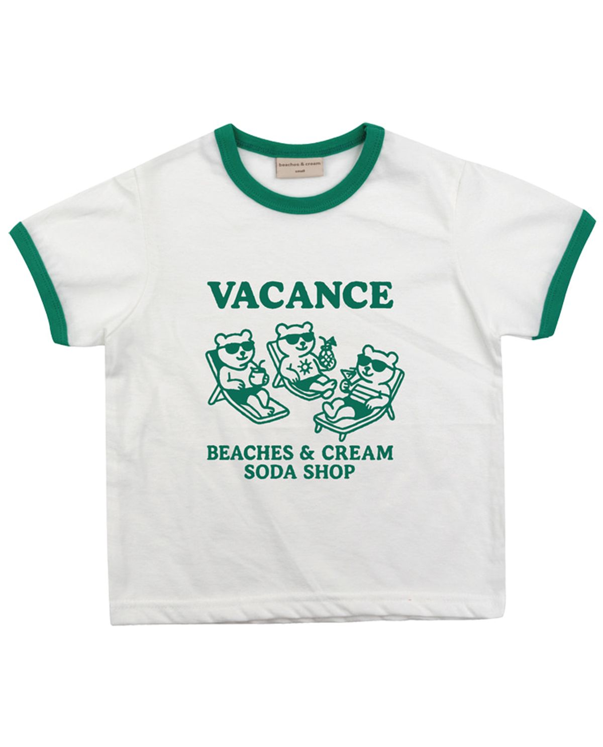 비치스앤 크림 키즈(BEACHESAND CREAM KIDS) 바캉스 링거 티셔츠-그린(Vacance Ringer T-shirt green)