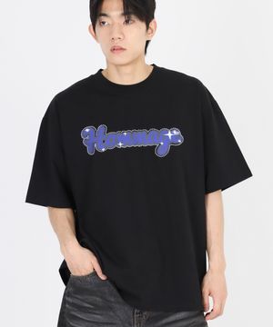 HOMMAGE 비즈 반팔티셔츠 - 블랙