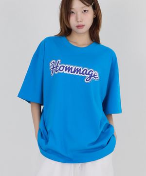 HOMMAGE 비즈 반팔티셔츠 - 블루