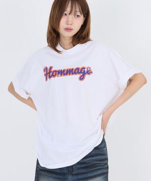 HOMMAGE 비즈 반팔티셔츠 - 화이트