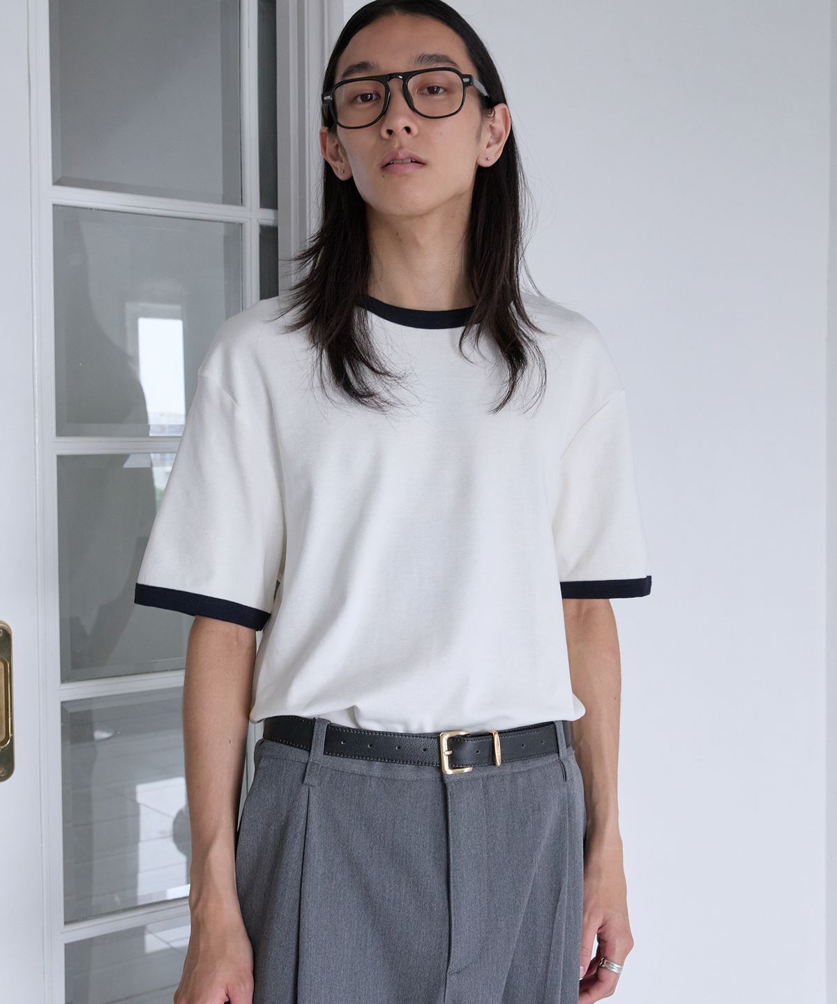 앤드로스(ANDROS) Square Leather Belt (Black)(M)