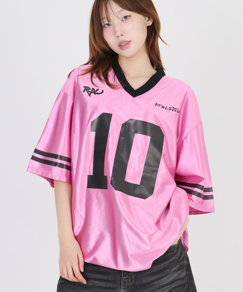 텐 박스 져지 탑 - 핑크