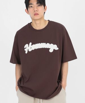 HOMMAGE 아플리케 반팔티셔츠 - 브라운