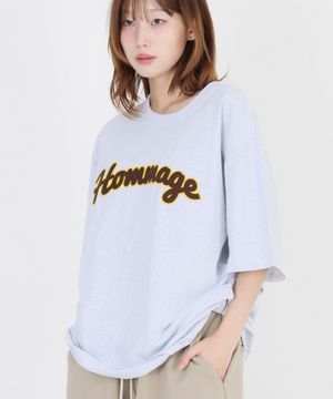 HOMMAGE 아플리케 반팔티셔츠 - 멜란지그레이