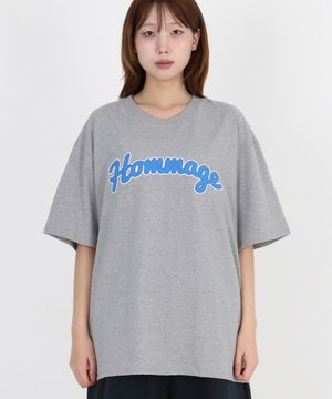 HOMMAGE 아플리케 반팔티셔츠 - 그레이