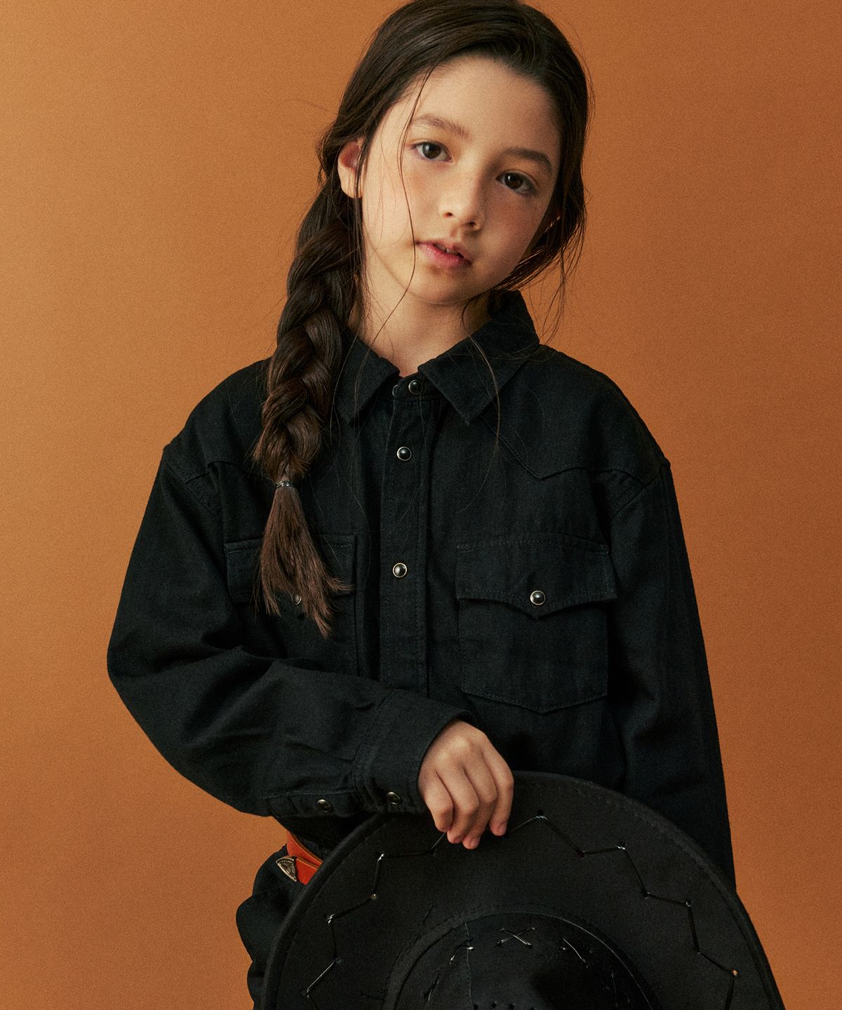 무신사 스탠다드 키즈(MUSINSA STANDARD KIDS) 데님 웨스턴 셔츠 [블랙]