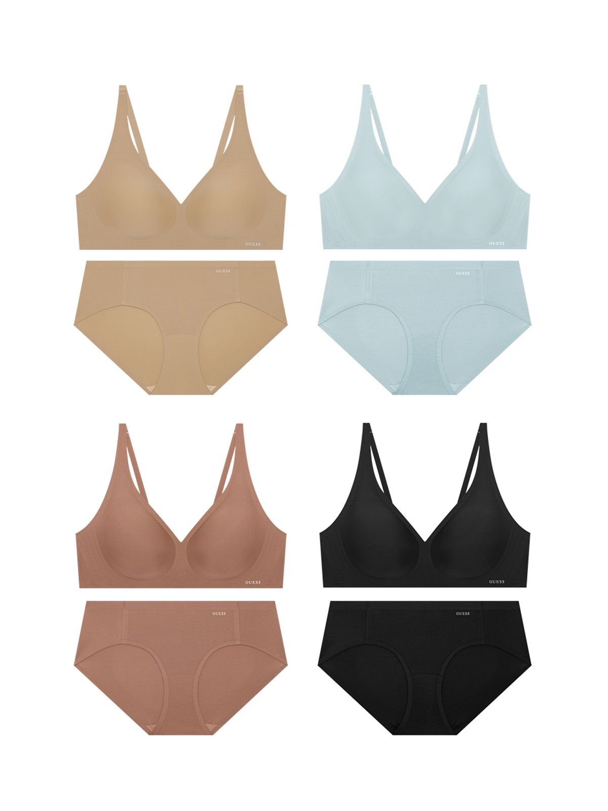 게스언더웨어(GUESS UNDERWEAR) 슬랜더 더블 볼륨 프리컷 브라 팬티 세트