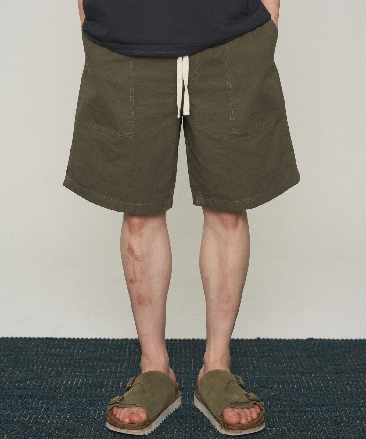 카키그라도(KHAKI GRADO) [Vision Park] 워시드 퍼티그 쇼츠 (Khaki)