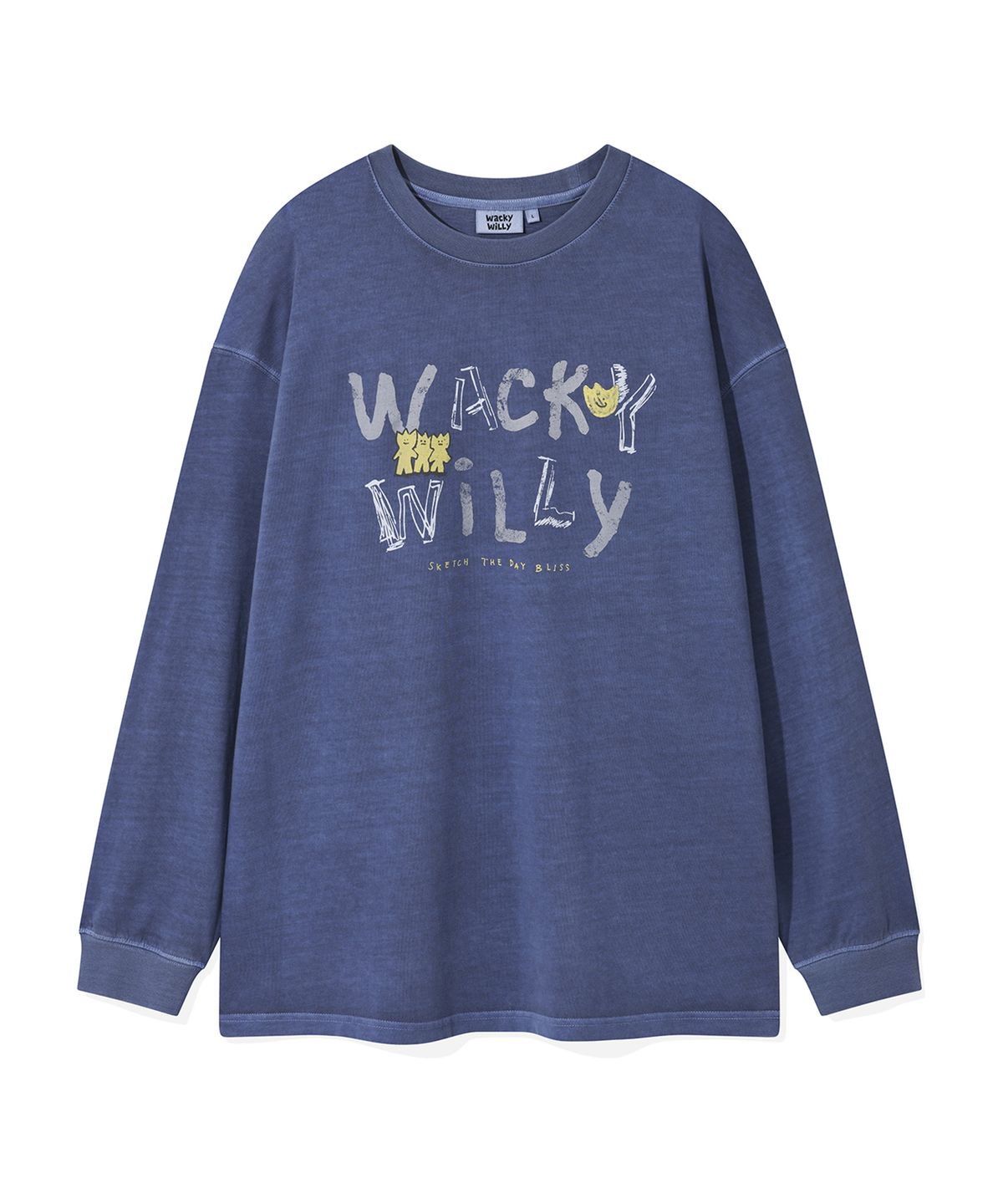 와키윌리(WACKY WILLY) 다잉 그래픽 롱슬리브 블루