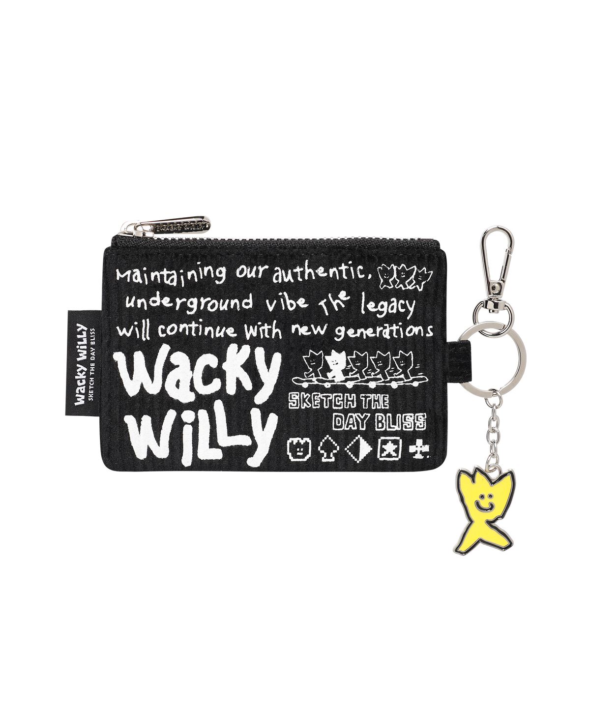 와키윌리(WACKY WILLY) 키키 키링 코듀로이 파우치 블랙