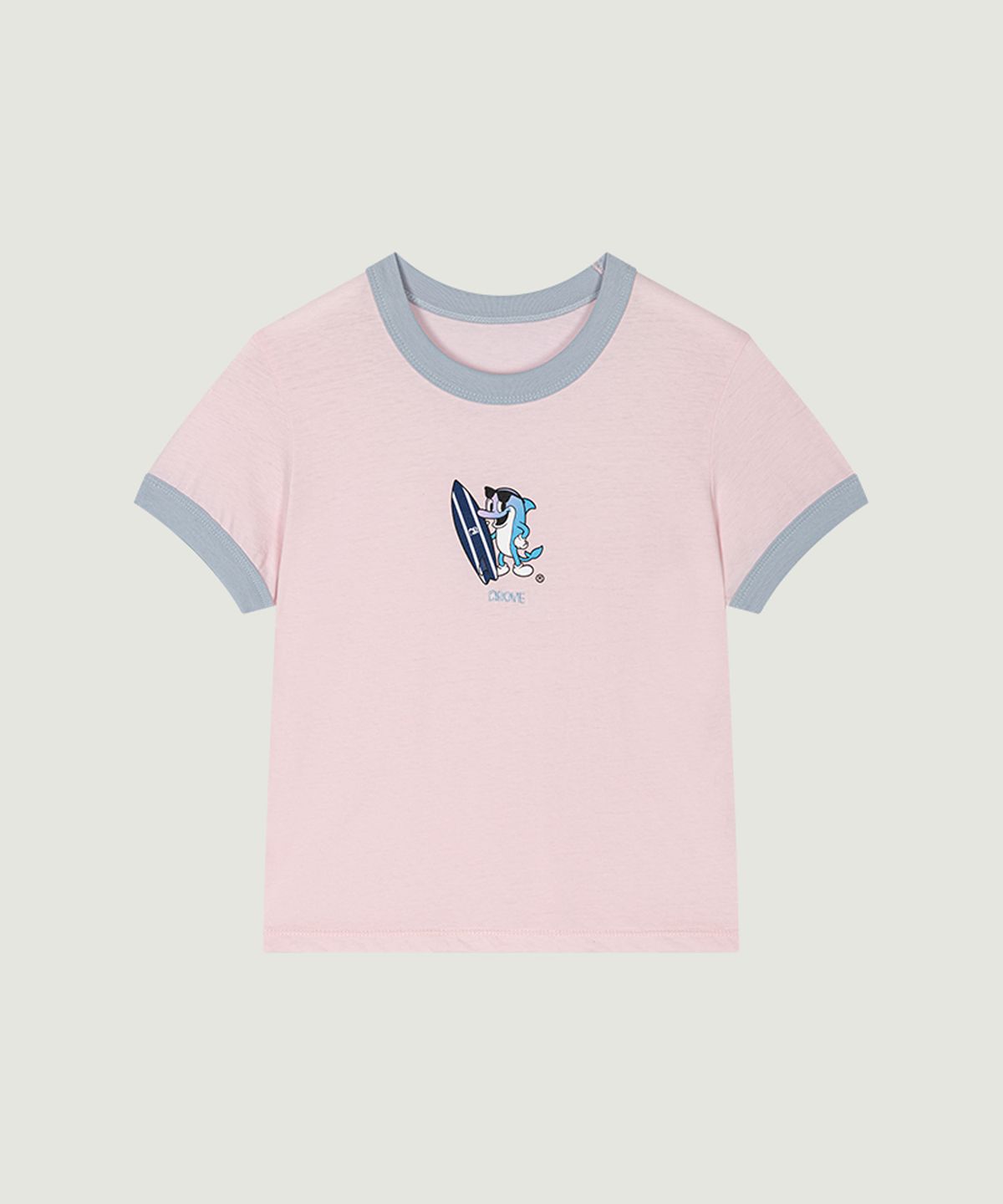 그로브(GROVE) HULA DOLPHIN RINGER T-SHIRT (PINK/LIGHT BLUE)