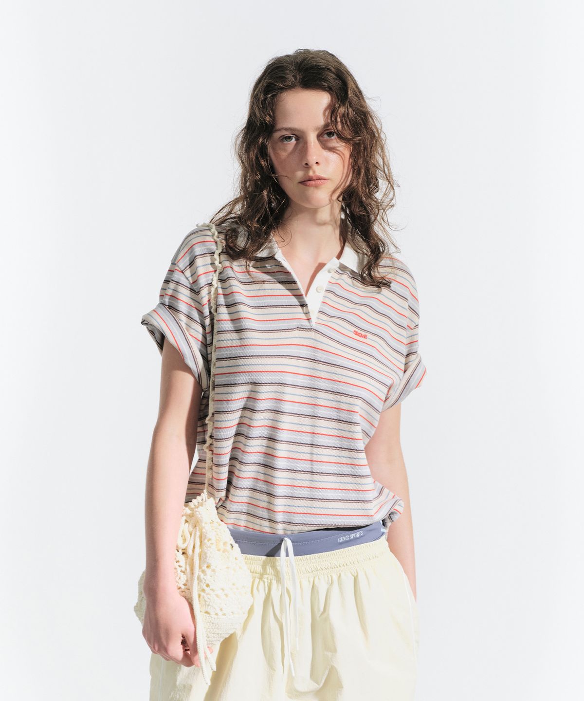 그로브(GROVE) TIA STRIPE PIQUE SHIRT (BEIGE)