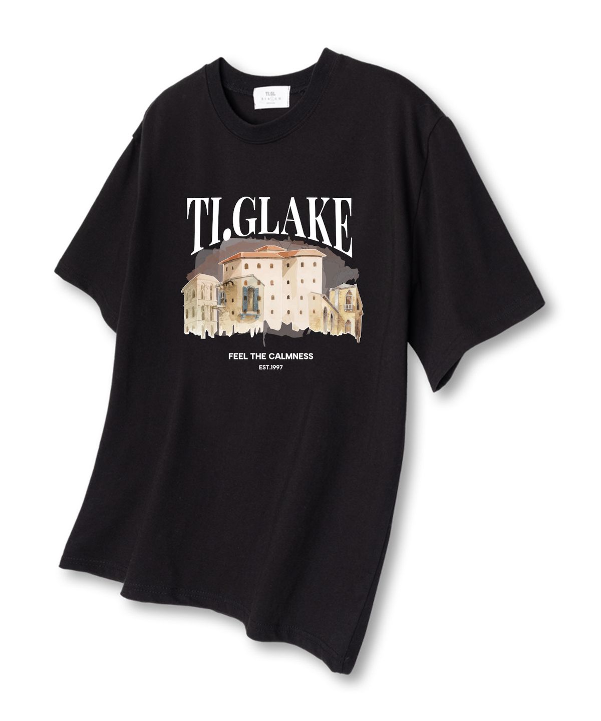 티글레이크(TI.GLAKE) 워터빌딩 오버핏 반팔 티셔츠 블랙