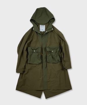 나일론 피쉬테일 후디 파카 - OLIVE