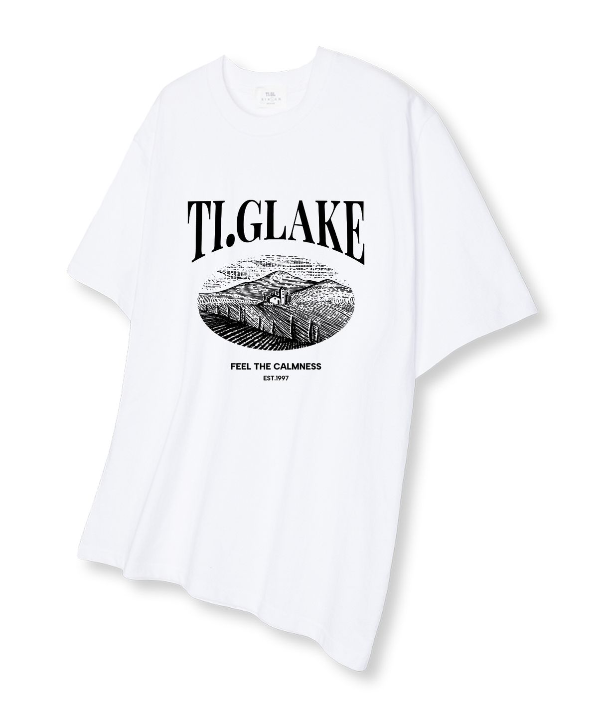 티글레이크(TI.GLAKE) 글라스랜드 오버핏 반팔 티셔츠 화이트