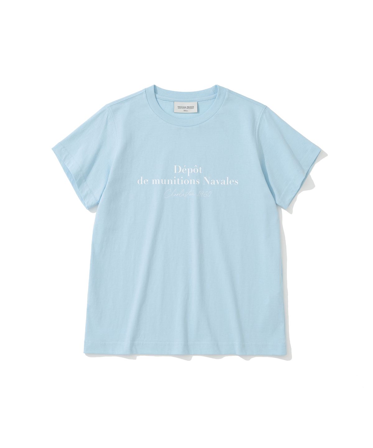 유니폼브릿지(UNIFORM BRIDGE) lettering print s/s t-shirt(womens) sky blue