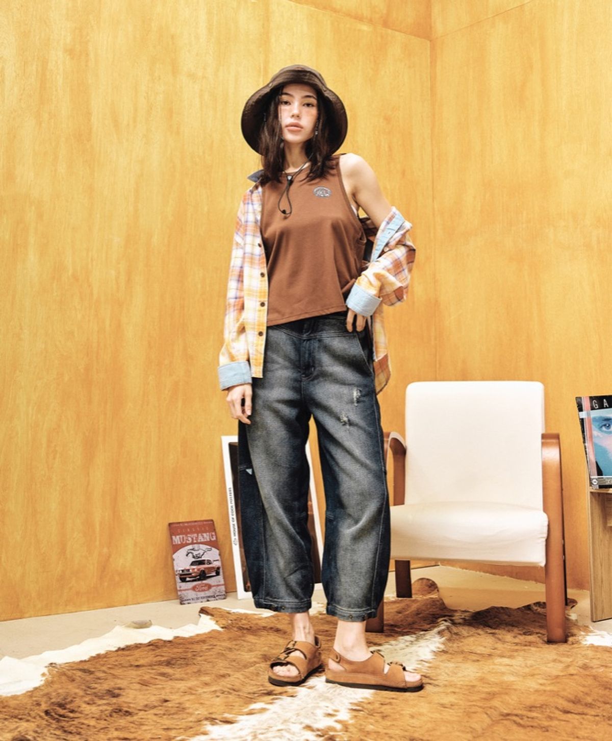 누크피터(NUUKFITTER) WASHING CURVED BALLON JEANS [NAVY]