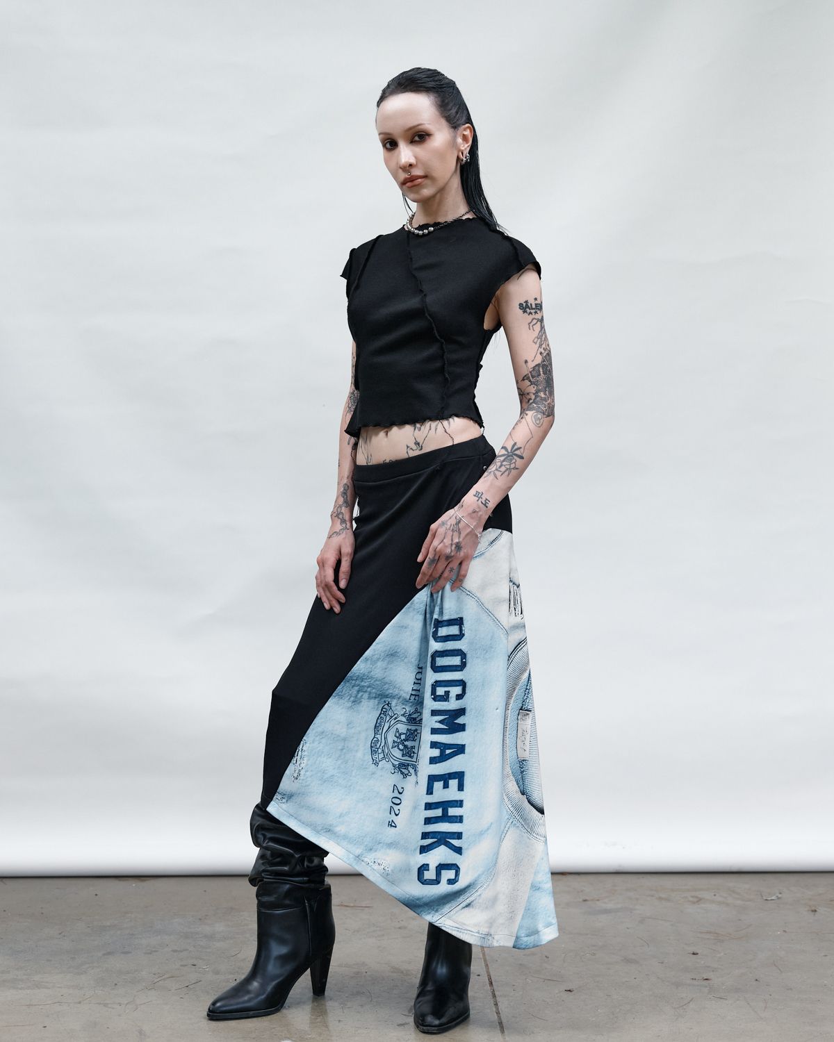 도그마 엑스(DOGMA EHKS) DRAPED SKIRT BLACK