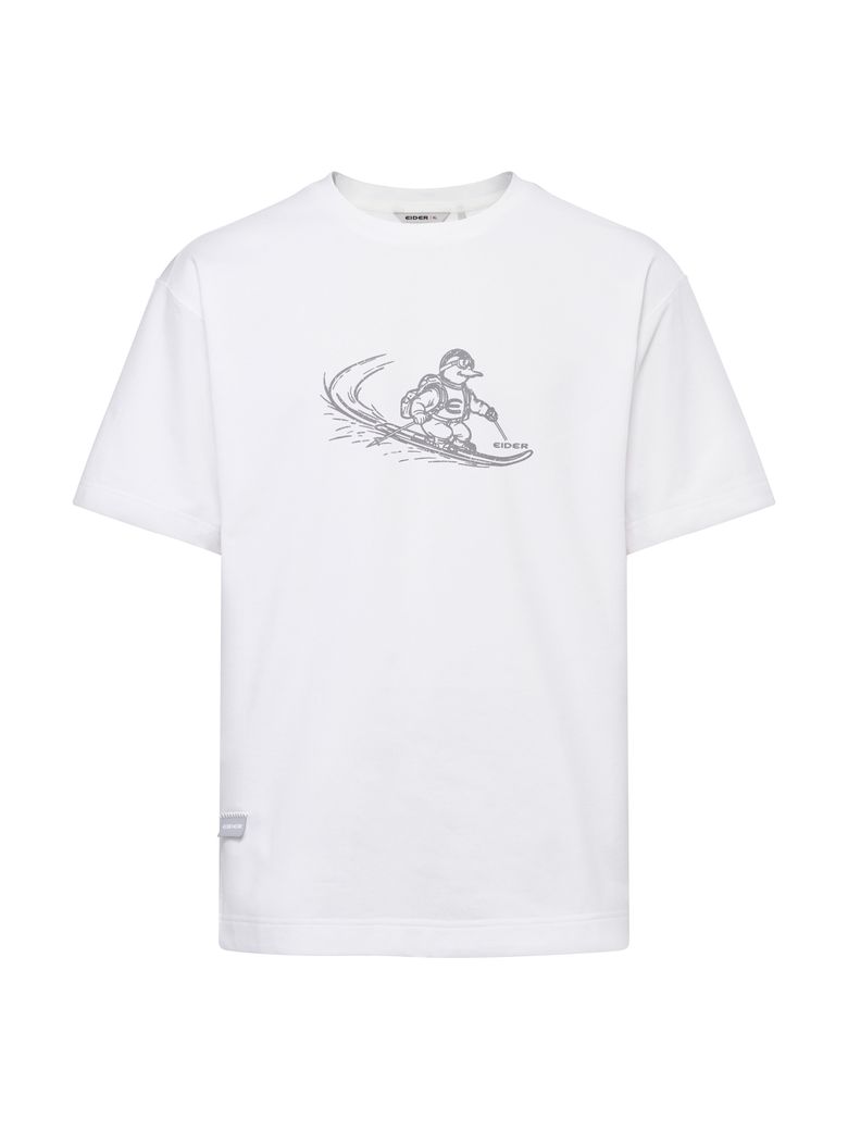 ICONIC (아이코닉) 남성 그래픽 라운드 티셔츠_Off White