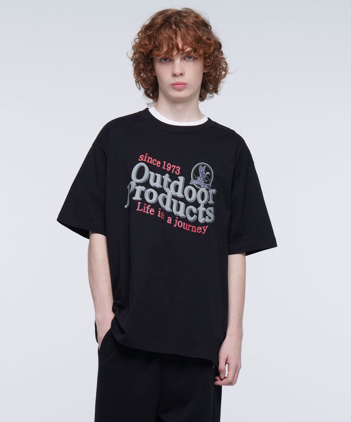 아웃도어 프로덕츠(OUTDOOR PRODUCTS) VINTAGE WAVE LOGO T-SHIRT (BLACK)