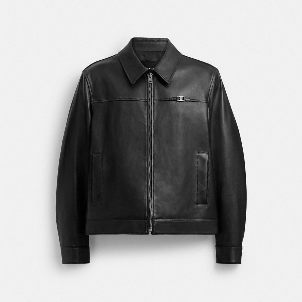 코치(COACH) 헤리티지 C 라이트웨이트 레더 재킷 CU447 BLK