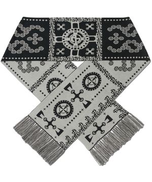 GEAR PATTERN JACQUARD MUFFLER - BLACK