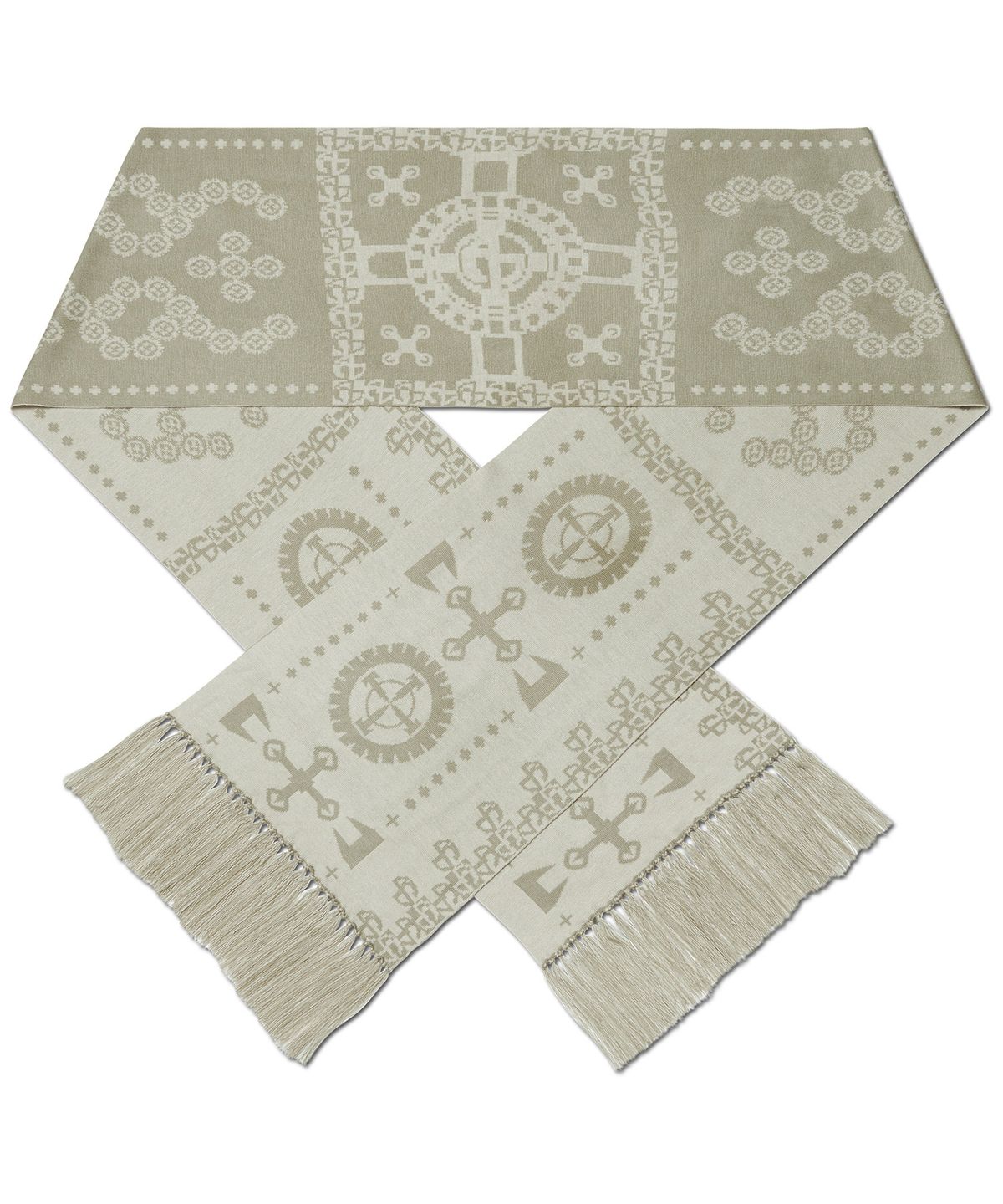 노매뉴얼(NOMANUAL) GEAR PATTERN JACQUARD MUFFLER - KHAKI