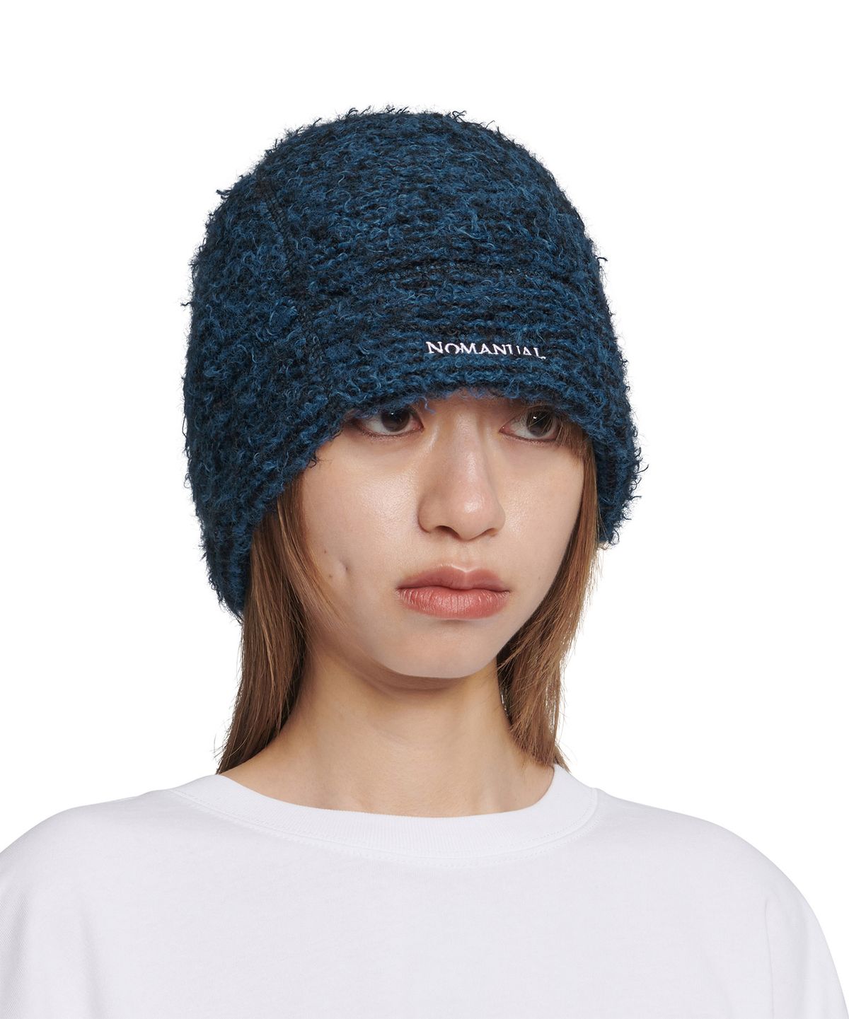 노매뉴얼(NOMANUAL) NEST HAIRY BEANIE - MIXED BLUE